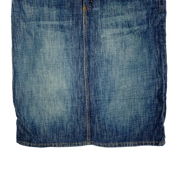 Zara 8 TRF Womens Denim Knee Length Skirt 90s Retro Pencil - Picture 5 of 9